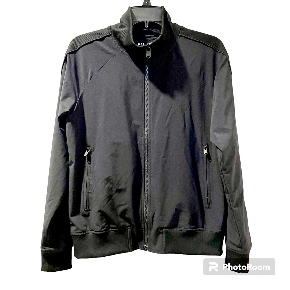 Athleta Jacket Black Full Zip Track Two Waist Zip Pockets Size Small New